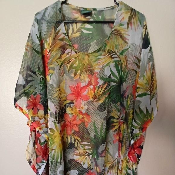 (#421) Women's Sheer Sunflower Swimsuit Cover Up Free Size - Picture 1 of 15